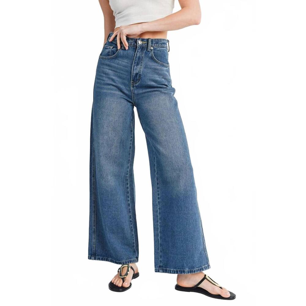 NEW BLUIVY women's wide leg denim jeans in med.wash